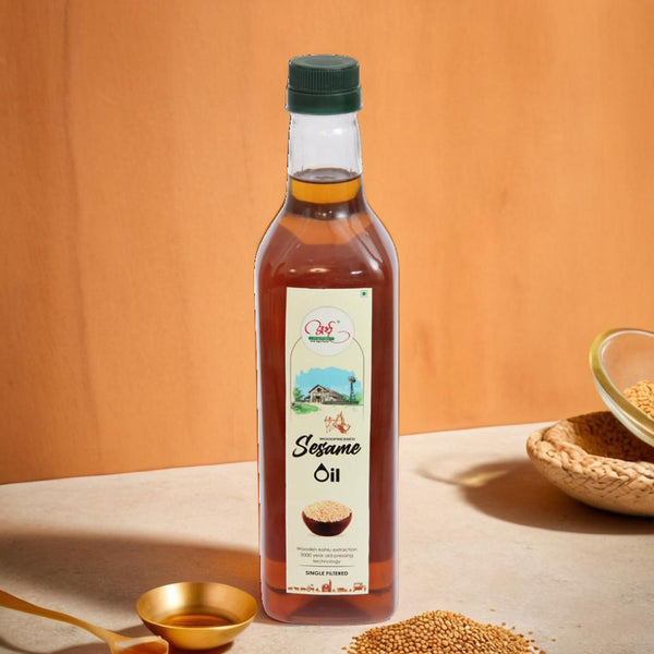 100% Pure Wood Pressed Sesame Oil – Natural & Cold Extraction for Cooking, Skin & Hair