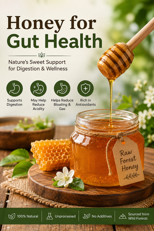 Raw forest honey for gut health and digestion