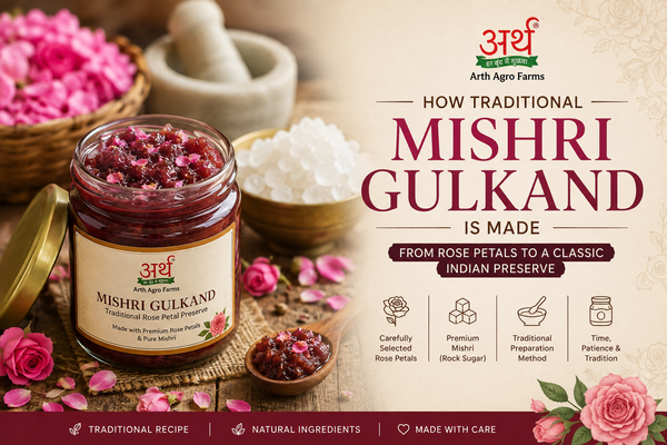 Traditional Mishri Gulkand made with rose petals and mishri by Arth Agro Farms