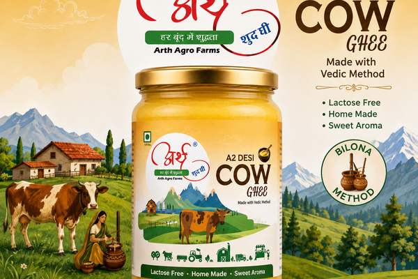 Bilona Ghee vs Regular Ghee comparison showing traditional Bilona method and modern cream method with Arth Agro Farms A2 Desi Cow Ghee.