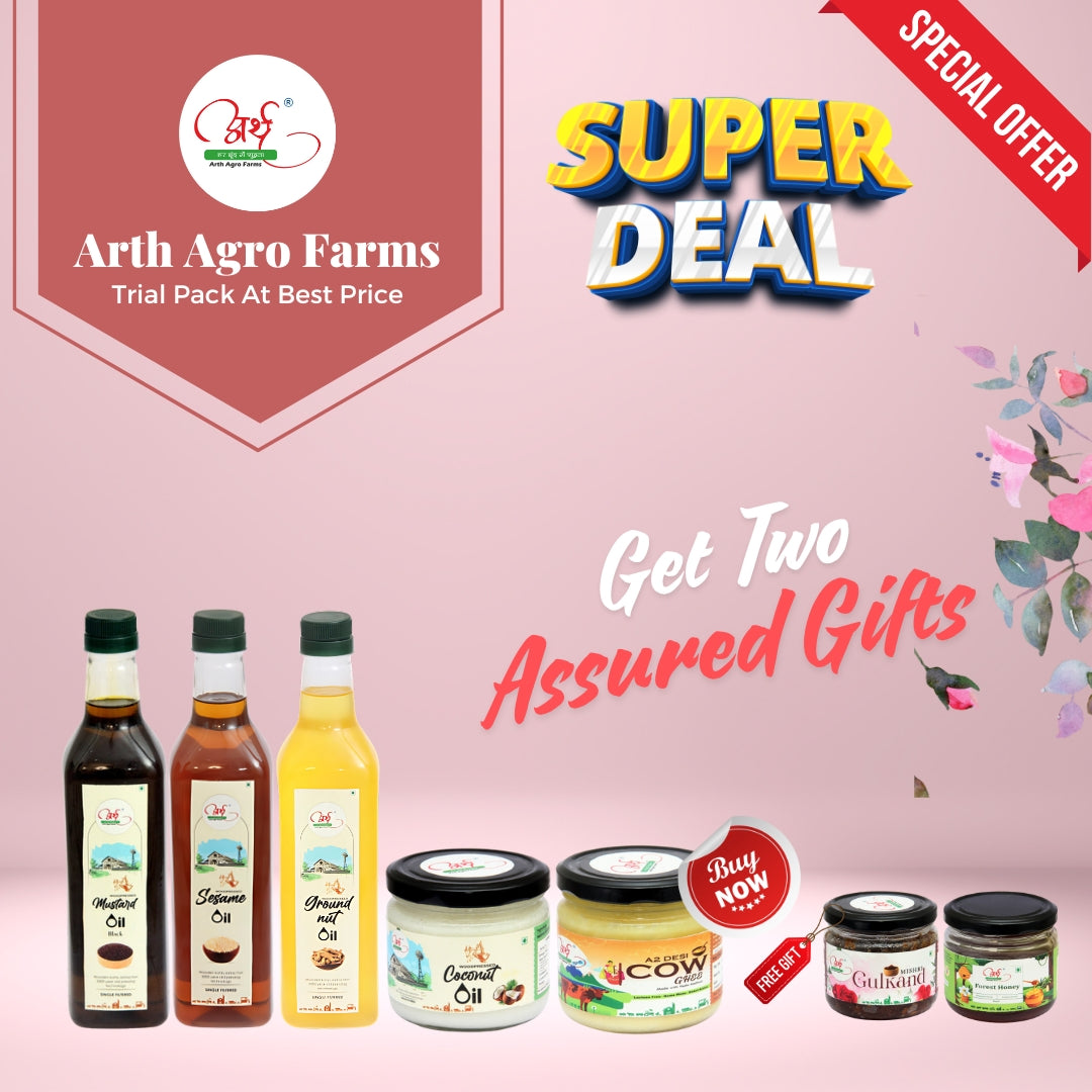 Arth Agro Farms Woodpressed Oils & A2 Bilona Ghee Trial Pack – Pure & Chemical-Free