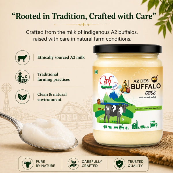 A2 Desi Buffalo Ghee – Rich, Creamy, and Traditionally Hand-Churned