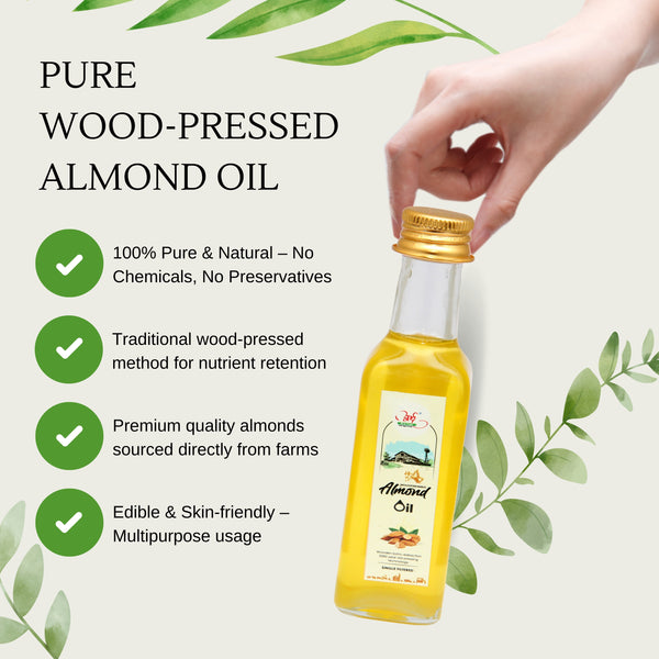 Pure Wood Pressed Almond Oil – 100% Natural & Chemical-Free