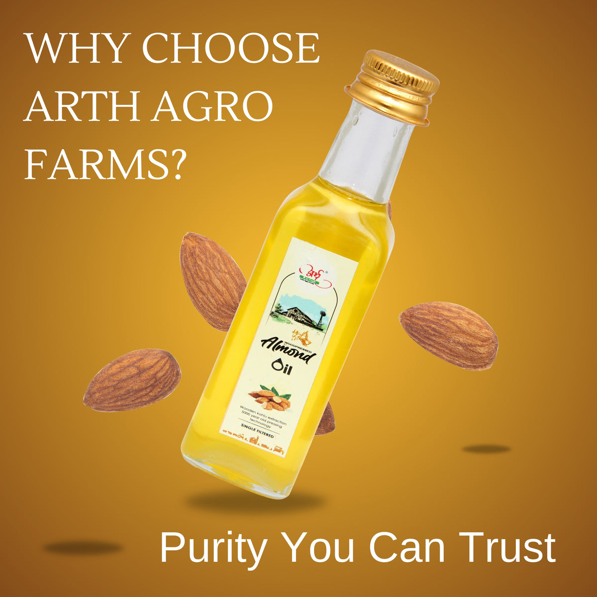 Pure Wood Pressed Almond Oil – 100% Natural & Chemical-Free