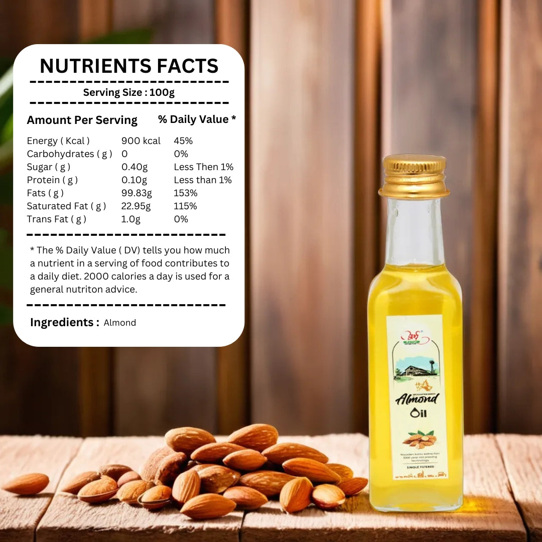 Pure Wood Pressed Almond Oil – 100% Natural & Chemical-Free