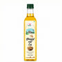 Bottle of groundnut oil with a green cap on a white background