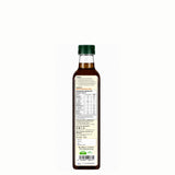 Bottle of olive oil with a label on a white background