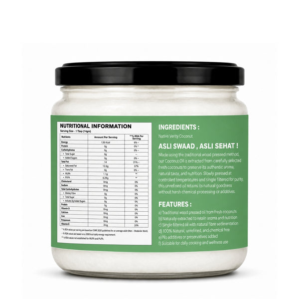 Jar with nutritional information and ingredients listed on a white background