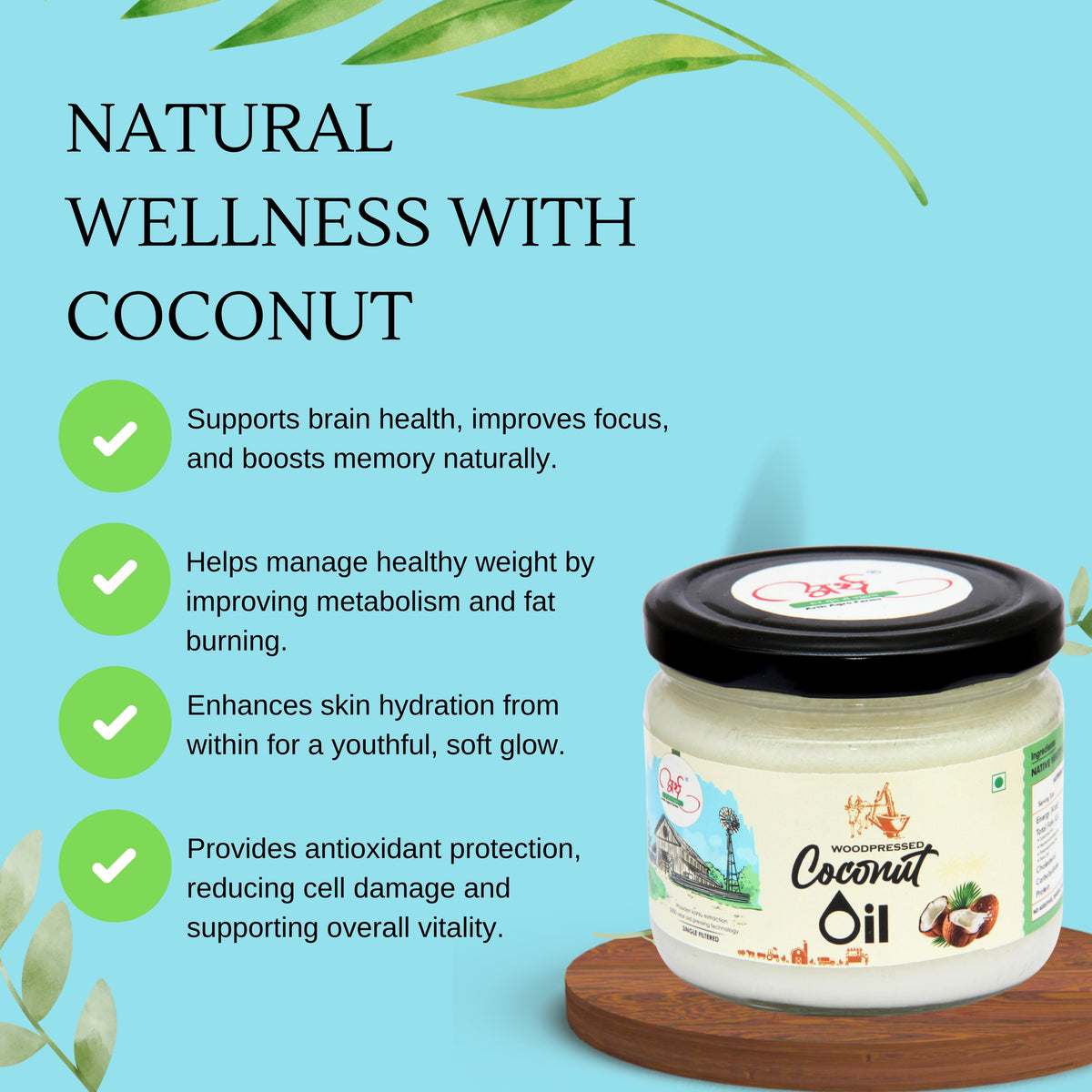 100% Pure Wood Pressed Coconut Oil